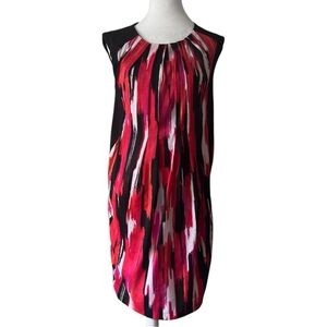 Styled by Joe Zee Watercolor Printed Dress Size 6 Black / Fuchsia / red